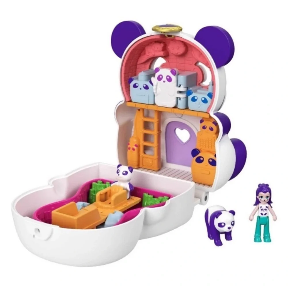 New Polly Pocket Panda Micro Doll Pet Flip Find Compact Mattel Toy Accessories